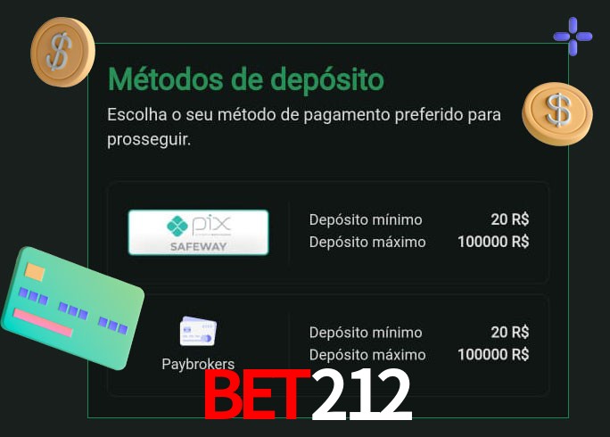 O cassino bet212 oferece uma grande variedade de métodos de pagamento